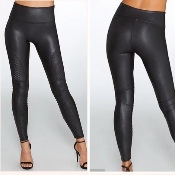 Spanx Quilted Faux Leather Leggings 